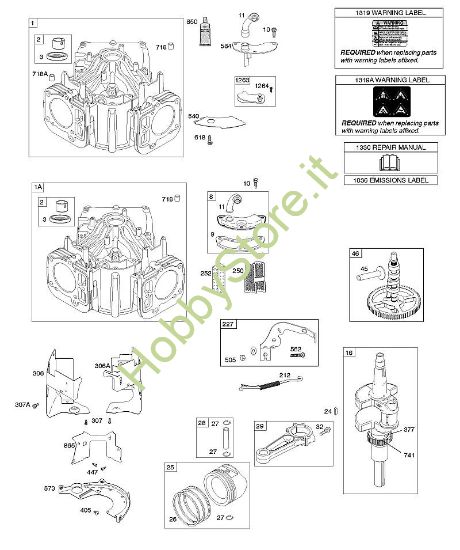 D - Cilindro, albero motore, albero a camme, guide aria B&S - 44 €¦ 44N677-0017-B1 brand Stihl